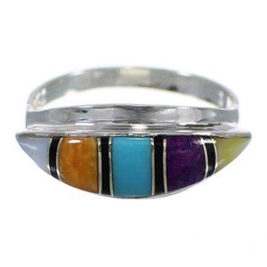 Multicolor Turquoise Inlay Southwestern Sterling Silver Ring